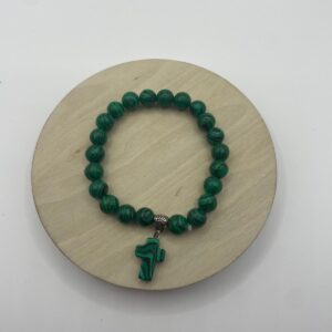 Pulsera de Malaquita Verde con Cruz Colgante