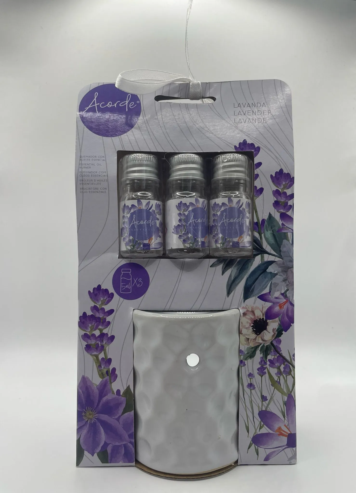 Quemador de Aceites Esenciales con 3 Esencias de Lavanda – Acorde