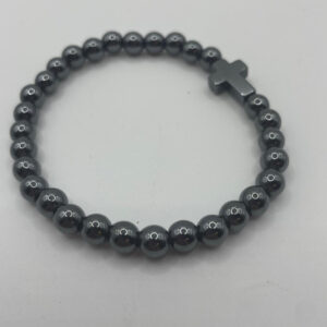 Pulsera de Hematita con Cruz